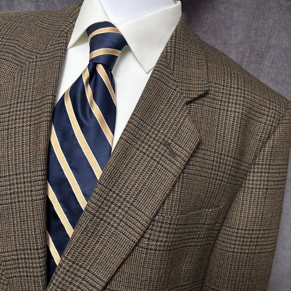 John Clarendon Other - Vintage Clarendon Sport Coat 46R Brown Glen Check Lambswool Blazer Jacket Tweed